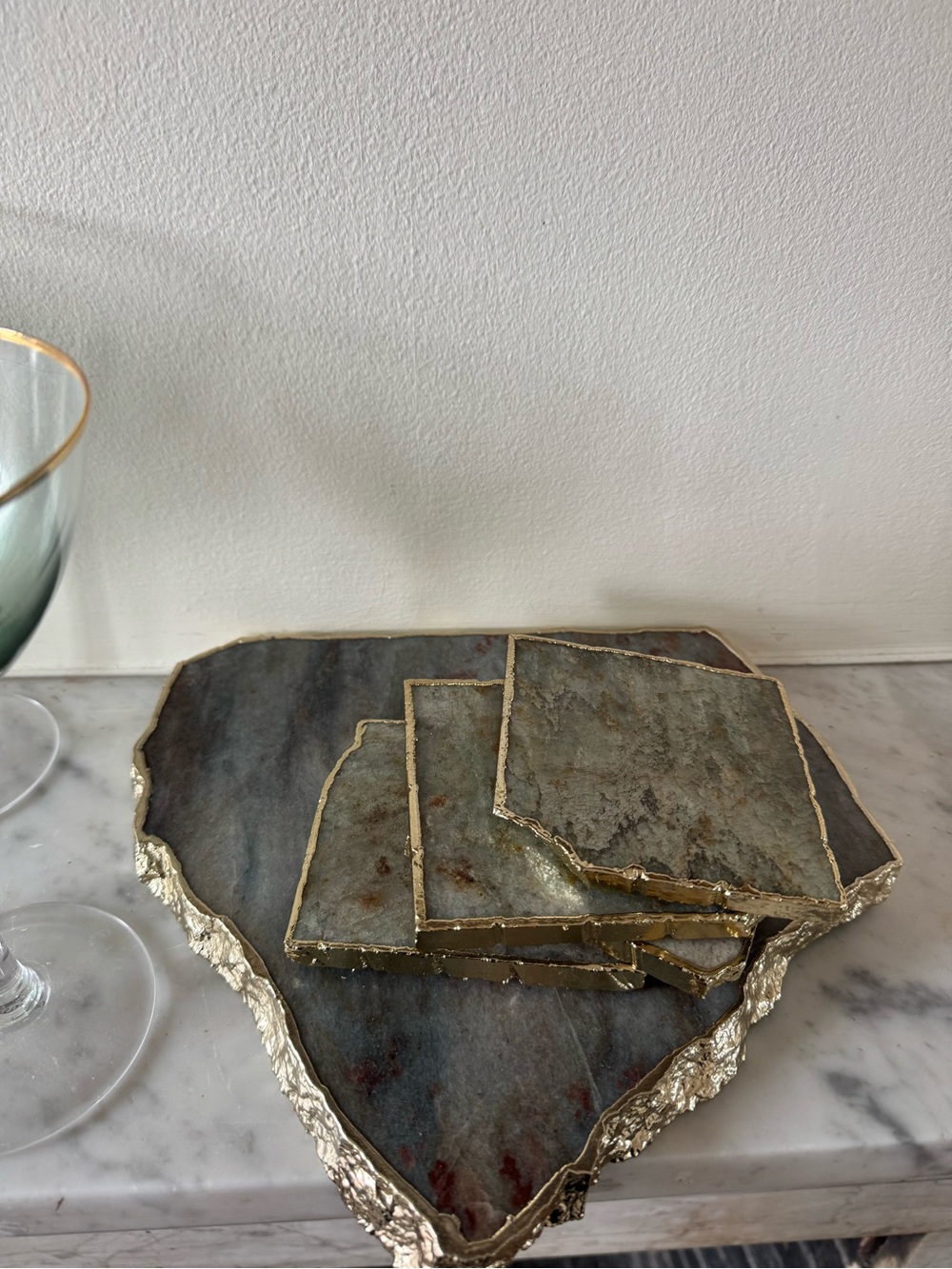 Anthropologie Green Marble Entertaining Set – 5 Pieces